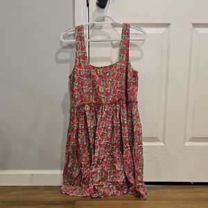 NATURAL LIFE Red Floral Tiered Sundress with Green Accents